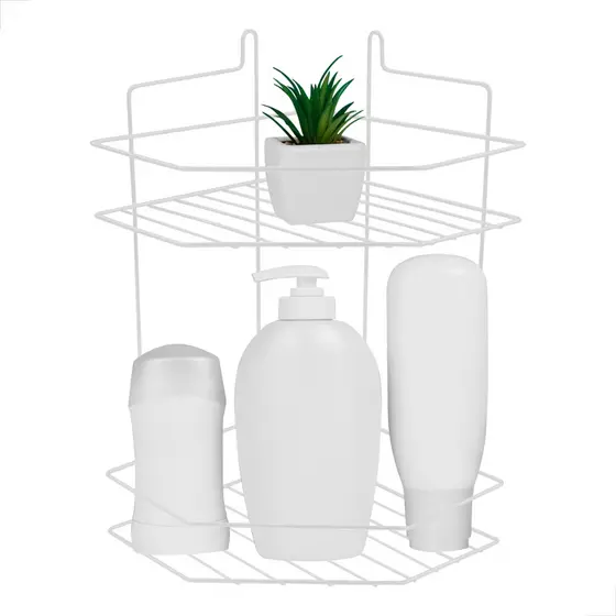 Porta Shampoo E Sabonete De Canto Duplo - PlugLar