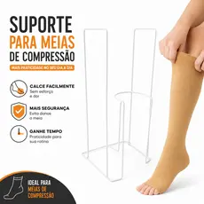 Suporte Calçador Meias De Compressão Deslizador Prático Branco