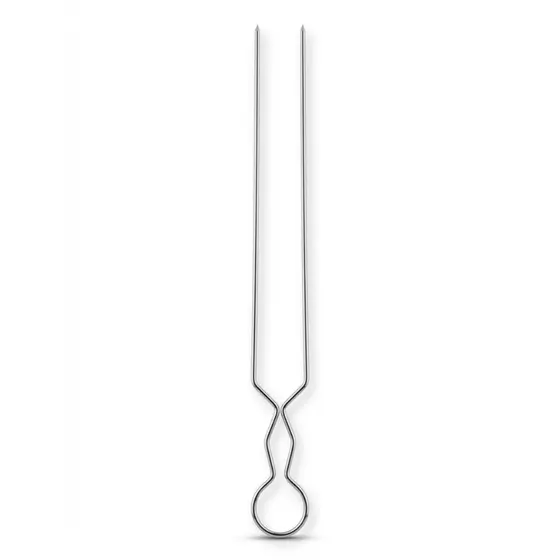 Espeto Duplo Aço 56cm Para Churrasco Profissional Carne e Linguiça
