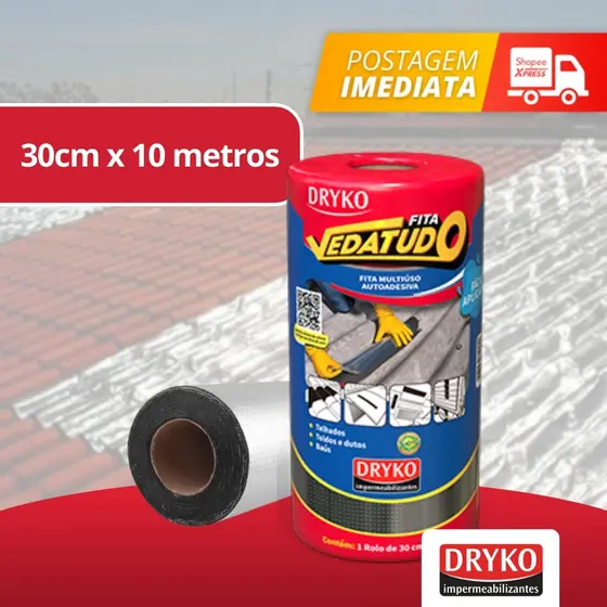 Manta Asfaltica Fita Vedatudo Autoadesiva Impermeabilizadora Aluminizada 30cm x 10m