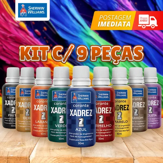 Kit Corante Xadrez Todas as Cores 9 peças - 50ml - SHERWIN WILLIAMS