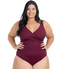 Maiô Body Feminino Plus Size Bojo Transpassado Removível Modela Cintura Hidroginástica Moda Praia