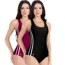 Kit Maiô Natação Adulto Feminino Natação Todo Forradp Hidroginástica Poliamida Secagem Rápida