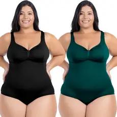 Kit 2 Maiô Feminino Natação Plus Size Hidroginástica Disfarça Barriga Sustentação Alças Confortáveis