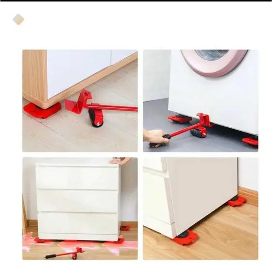 Kit Levantador de Móveis com Rodinhas 5 Peças - Vermelha Levantador Materiais Pesados