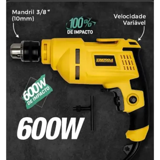 Furadeira de Impacto 127V - Amarela Profissional Madeira Metal