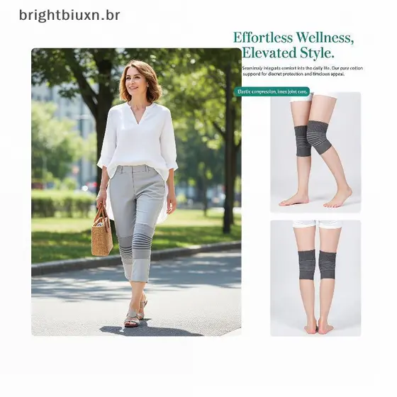 Joelheiras Esportivas Listradas Elásticas De Algodão Joelheira Para Todas As Atividades Suporte Diário Cuidados Com Os J