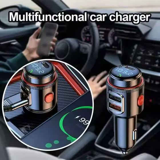 PD30W + QC 3.0 Bluetooth 5.4 Carro MP3 Player Transmissor FM Sem Fio Handsfree U Disk Play USB Adaptador De Carga Rápida