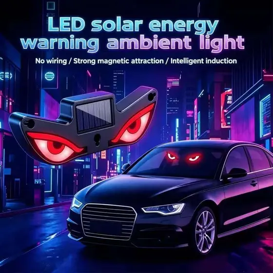 Carro Energia Solar LED/Luz De Decoração Modelo Olho Do Diabo Janela Triangular Traseira Diversão Ambiente