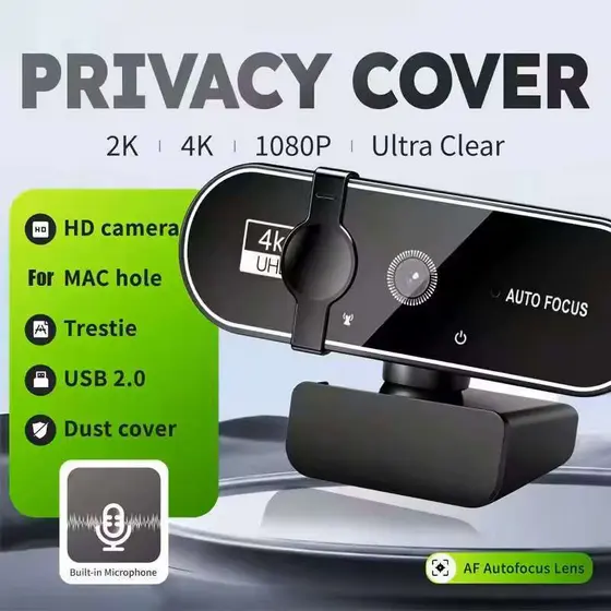 Webcam 4K Full HD Com Microfone , Foco Automático , Câmera De Site De 8MP Para Windows , PC , Laptop , IOS , Macbook , E