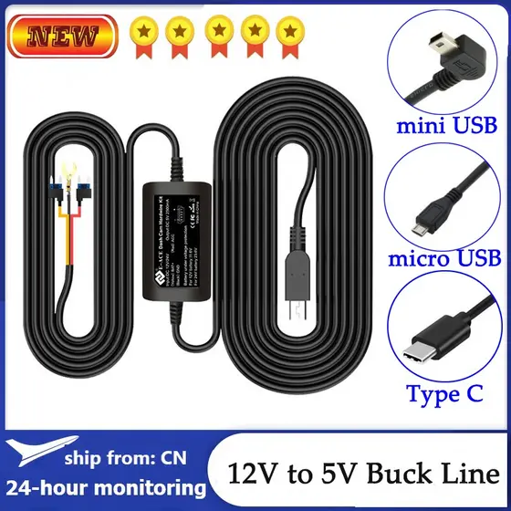 READY STOCK 3.2 Metros Buck Line Mini USB Carregador De Carro Kit De Fio Rígido Para Dash Cam Reaview Mirror Monitoramen