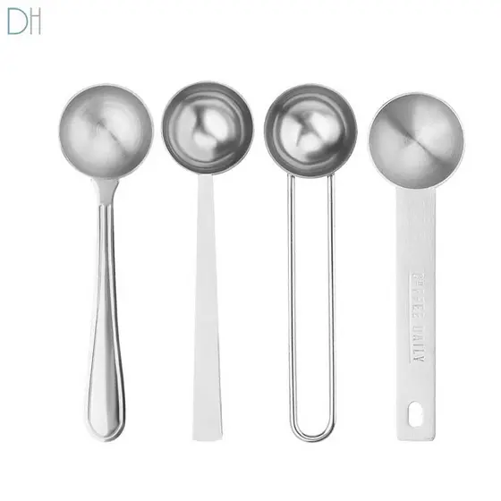 Colher medidora de aço inoxidável, alça longa, leite, chá, leite em pó, tempero, café, feijão, leite, chá, escala, Dhome