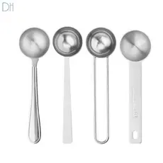 Colher medidora de aço inoxidável, alça longa, leite, chá, leite em pó, tempero, café, feijão, leite, chá, escala, Dhome