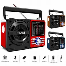 Rádio Retro Caixa de Som Bluetooth Lanterna Portátil FM AM USB SD Recarregável Pilha