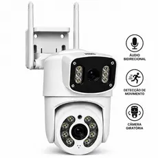 Câmera de Segurança WiFi IP 360 Lente Dupla HD Visão Noturna Áudio Bidirecional Detecção de Movimento