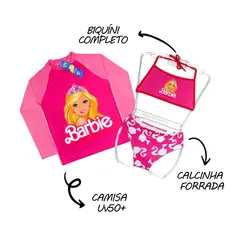Kit Praia Infantil Menina UV50+ | Camisa UV + Biquíni Proteção Solar