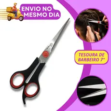 Tesoura Profissional  7" Polegadas Barbeiro Barbearia Aço Inox Cabelo Salão Artesanato Papelaria Ponta Fina