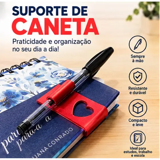 Suporte de Caneta para Caderno Agenda Porta Caneta Escolar Organizador de Caneta