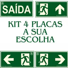 Kit 4 placas de saida Rota de fuga fotoluminescentes brilha no escuro S12