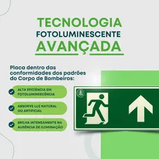 15 Placas De Sinalização Saída de Emergência Fotoluminescente 24x12cm