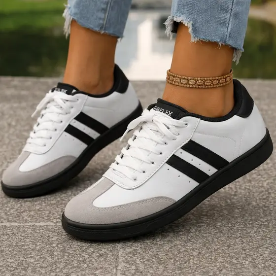 Tenis Feminino Casual Sola Reta Retro Vinatge Confortavel Promoçao
