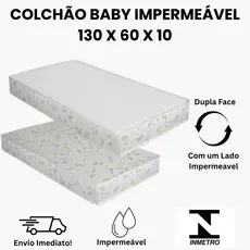 Colchão Baby 1,30 x 60 x 10 impermeável Para Berço e Cama Criança Infantil Espuma D18 Premium Macia - Envio Imediato