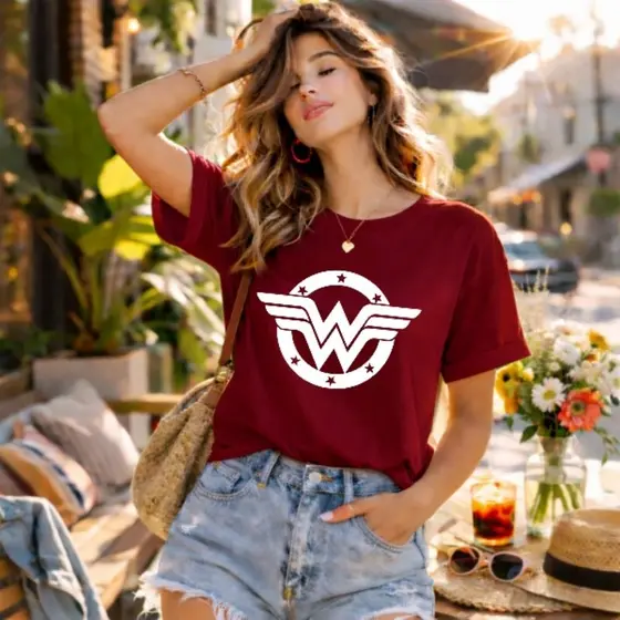 Camiseta T-shirt Feminina Mulher Maravilha Algodao Premium  Academia Treino Fitness Blusa