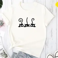 Camiseta Blusinha T-shirt Feminina Gato Fofinho 100% Algodão Estampado Casual Basico Varias Cores