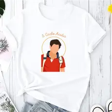 Camiseta Camisa Blusa Feminina Santo Carlo Acutis Religiosa Católoca Cristã 100% Algodão Casual