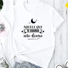 Camiseta Blusa Feminina Aquele Que Te Guarda Cristã Religião Básica Casual
