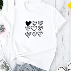 Camiseta T-shirt Blusa Feminina Coração Básica Casual Modinha Várias Cores Estampada