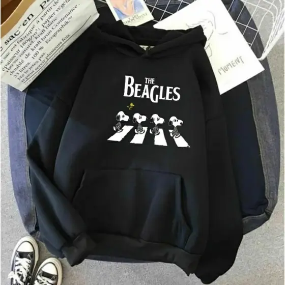 Meletom Blusa De Frio Casaco Unissex Beagles Snoopy Canguru Flanelas Fofo Inverno Promoção