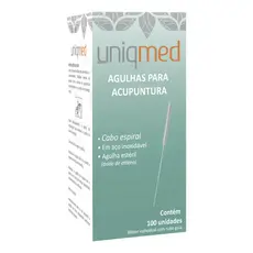 Agulha Acupuntura Aço Inoxidável 0,20X30MM 100 UN Uniqmed