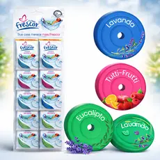 Pedra Sanitária Para Vaso Sanitário Novo Frescor 22gr Cartela com 12 Pedras Fragrâncias Variadas