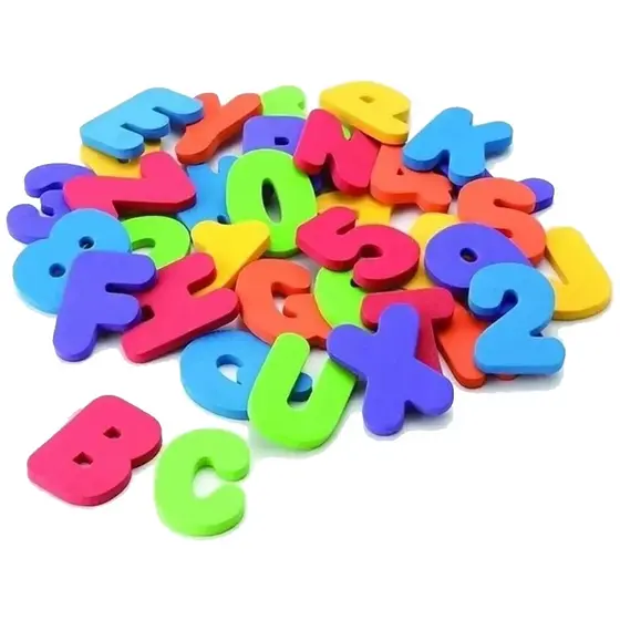 Letras E Números Alfanumérico em Eva Colorido 36 Peças 8CM