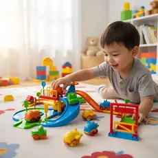 Super Pista Radical Com Carrinhos, Rampa de Corrida Infantil Colorida 37 Peças