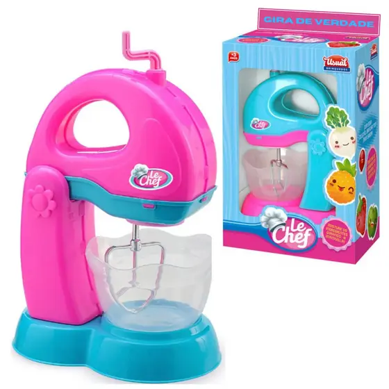 Batedeira Infantil Com Manivela Para Girar Usual Brinquedos Ref 186