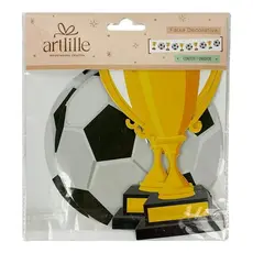Faixa de Decoração Futebol Brasileiro com Bola e Troféu Colorido
