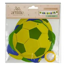 Faixa de Decoração Bola Futebol Vai Brasil Artlille Colorida