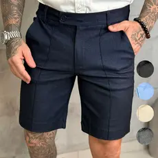 Shorts Bermuda Masculino Elastano Nervura Risco na Frente Colorida Premium Alfaiataria Sports Fino