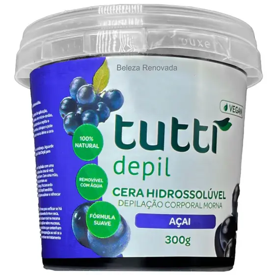 Cera Depilatória Hidrossolúvel vegano 300g Tutti Depil