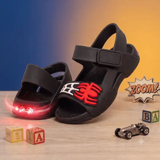 Papete Sandália LED Spider Infantil Menino Confortável