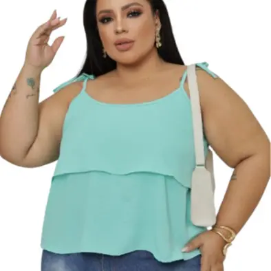 Blusa feminino alça de amarrar plus size duna 46 a 52