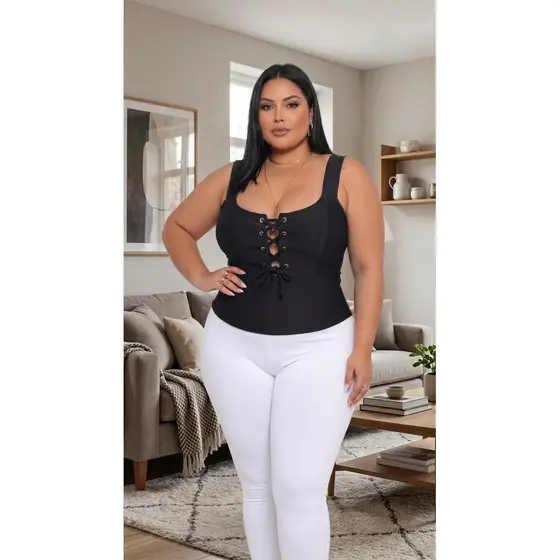 Blusa Corset Plus Size GG/G1 44 ao 52 Frente Regulável