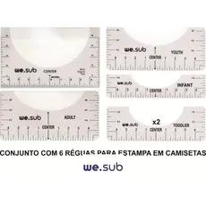 Kit 6 de Réguas Gabarito para Sublimação – Posicionamento Preciso | PVC Flexível | Estampa Alinhada