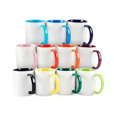 6/12/18/24 Canecas para Sublimação 325ml Classe AAA IMPORTADA Alça e Interior Colorido Cerâmica Resinada