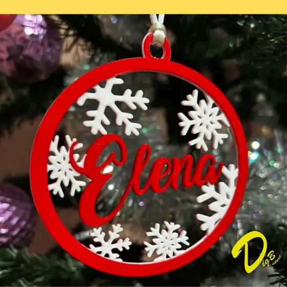 Enfeite de Árvore de Natal Nome Personalizado Ornamento Festas Várias Cores