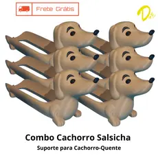 Combo Suporte para Cachorro-Quente 20 cm Hot Dog em Formato de Cachorro Presente