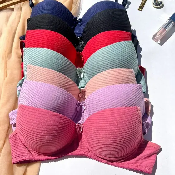 Kit Sutiã Canelado com Bojo Soutien Básico Reforçado dia a dia Sutian confortável Moda Íntima