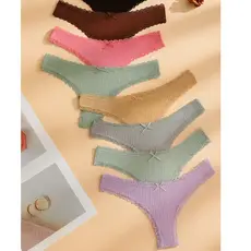10 Calcinhas em Algodão Canelado Fio Dental com Renda  Conforto e Sensualidade Moda Íntima Feminina